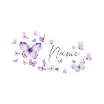 stickers muraux personnalisables papillons lettres violet rose blanc modernes adhésifs