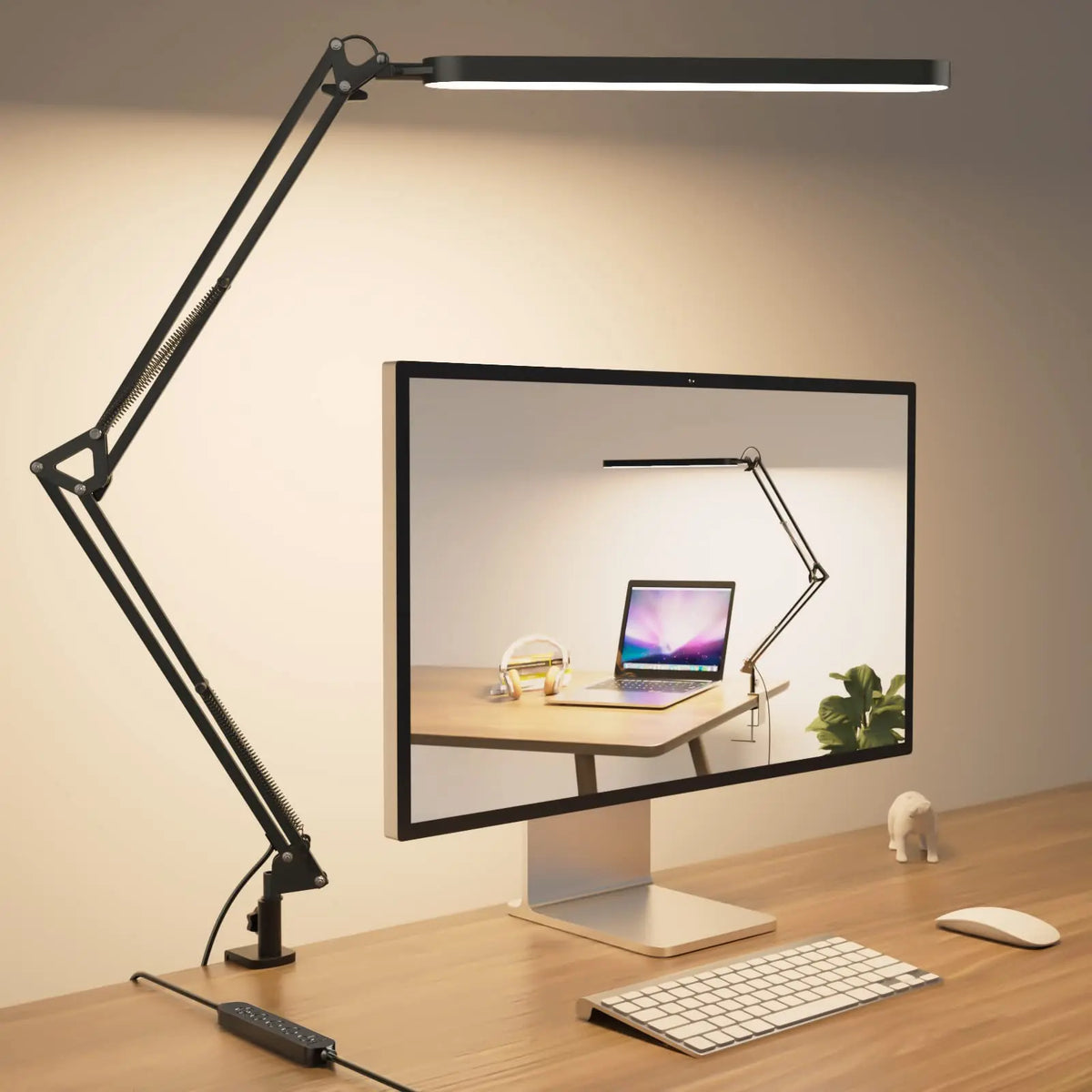 lampe led réglable moderne pince pliable lumière yeux noir argent