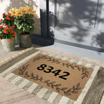 tapis d'entrée marron clair motif floral antidérapant résistant intempéries porte extérieur classique rustique