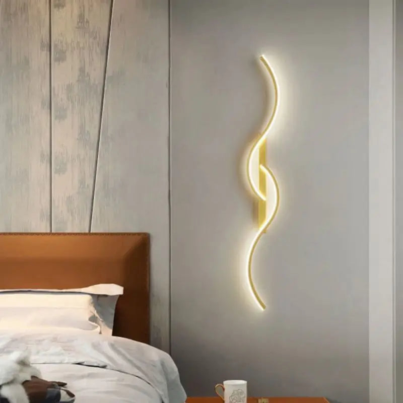 lampe murale led or noir moderne ondulé éclairage cuisine salon chambre coucher