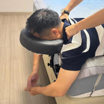support tête massage matelas oreiller forme structure métallique réglable hauteur inclinaison minimaliste relaxation face