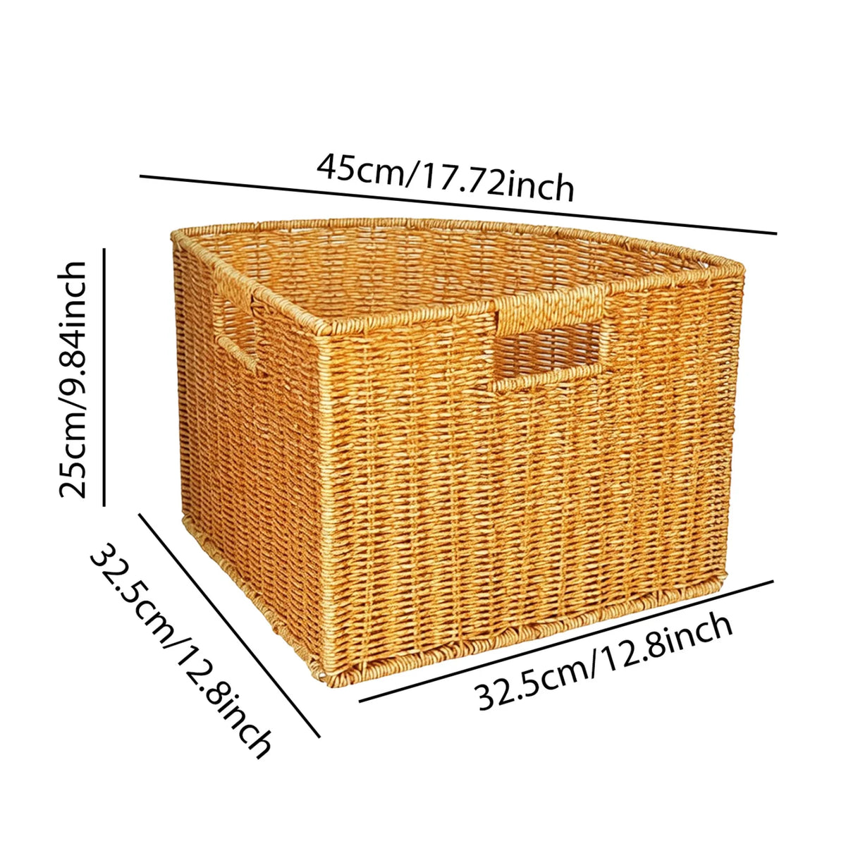 panier rangement tressé marron clair rustique poignées intégrées grande capacité organisation maison livres magazines