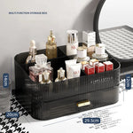 organisateur maquillage boîte rangement bijoux noir rayures moderne respectueux environnement cosmétiques flacon crème rouge