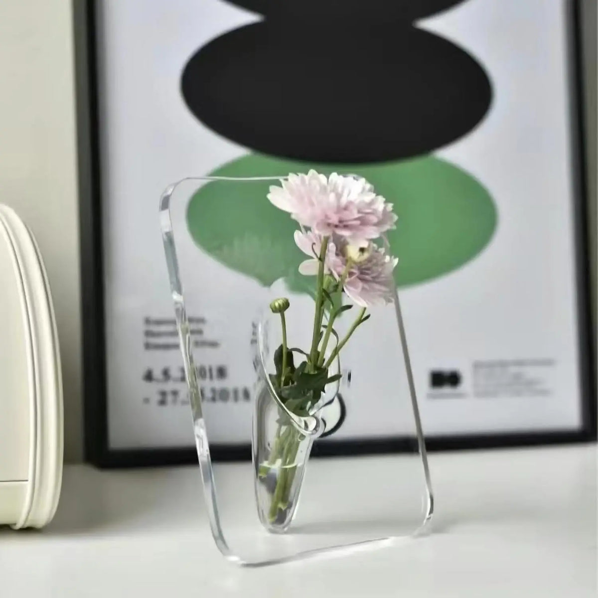 vase transparent minimaliste bord arrondi moderne ornement salon fleurs artificielles hydroponique entree arrangement floral