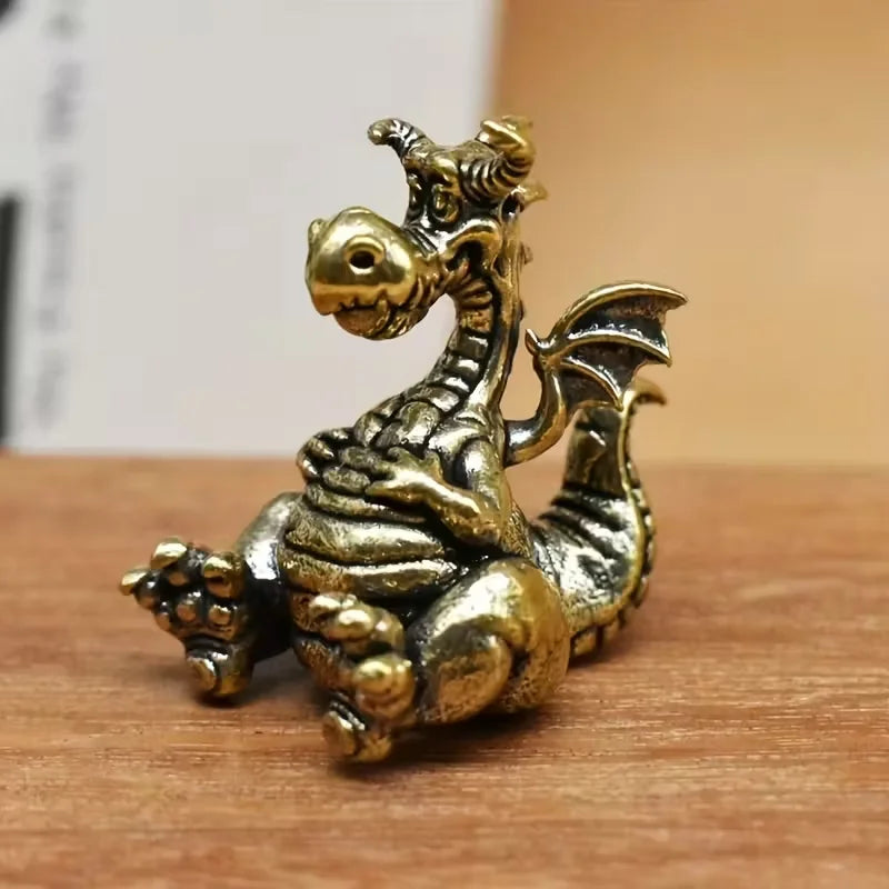 figurine dragon dorée relief sculpté artisanal vintage intérieur salon chambre étagère meuble télé decorationintérieur