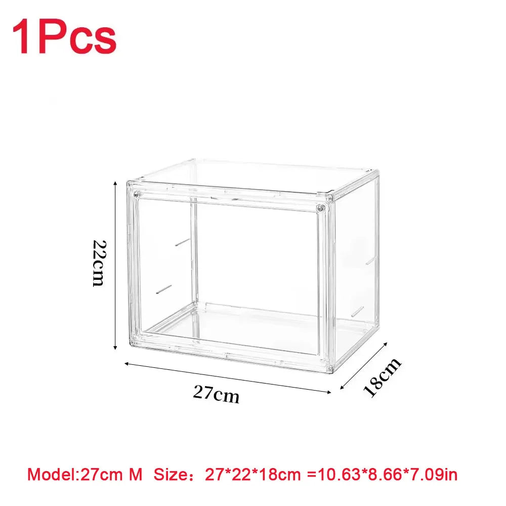 boîtes rangement transparentes grandes capacités poignées divers objets figurines collections livres minimalistes