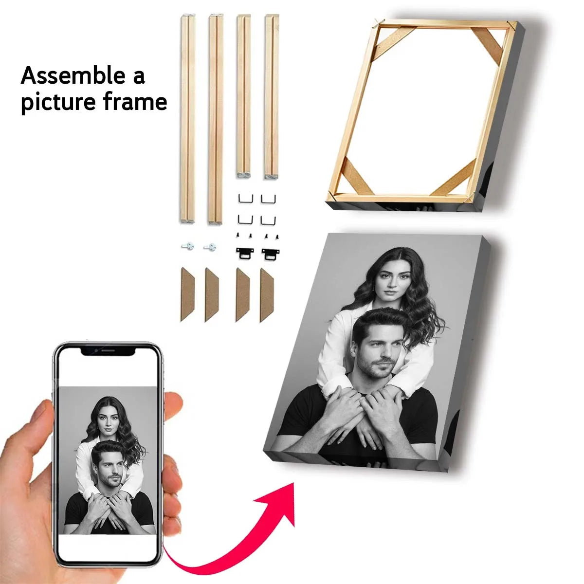 cadre photo personnalisable noir blanc moderne occasion fête anniversaire noël mariage