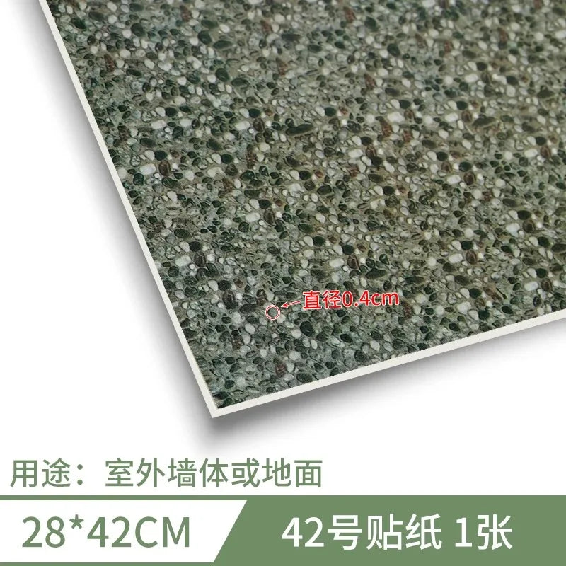 plaque décorative moderne adhésive bâtiments pierre brique granite vert gris marron opaques 28x42cm