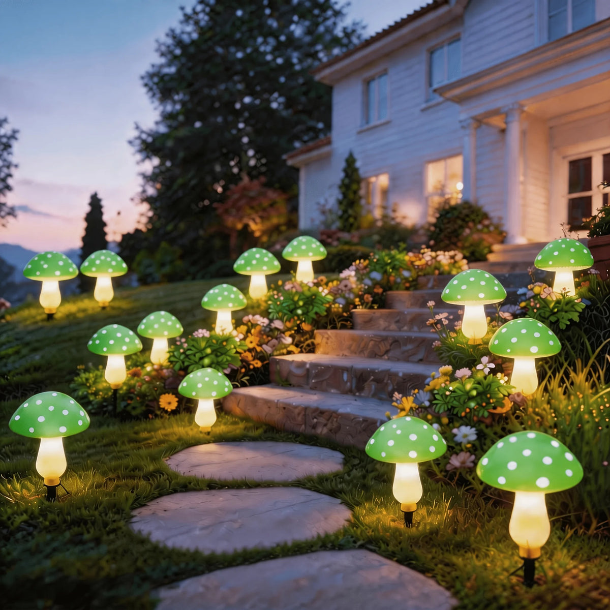 lumière solaire champignon 10 20 led bleu vert rouge orange points blancs moderneextérieurDecorationNoël