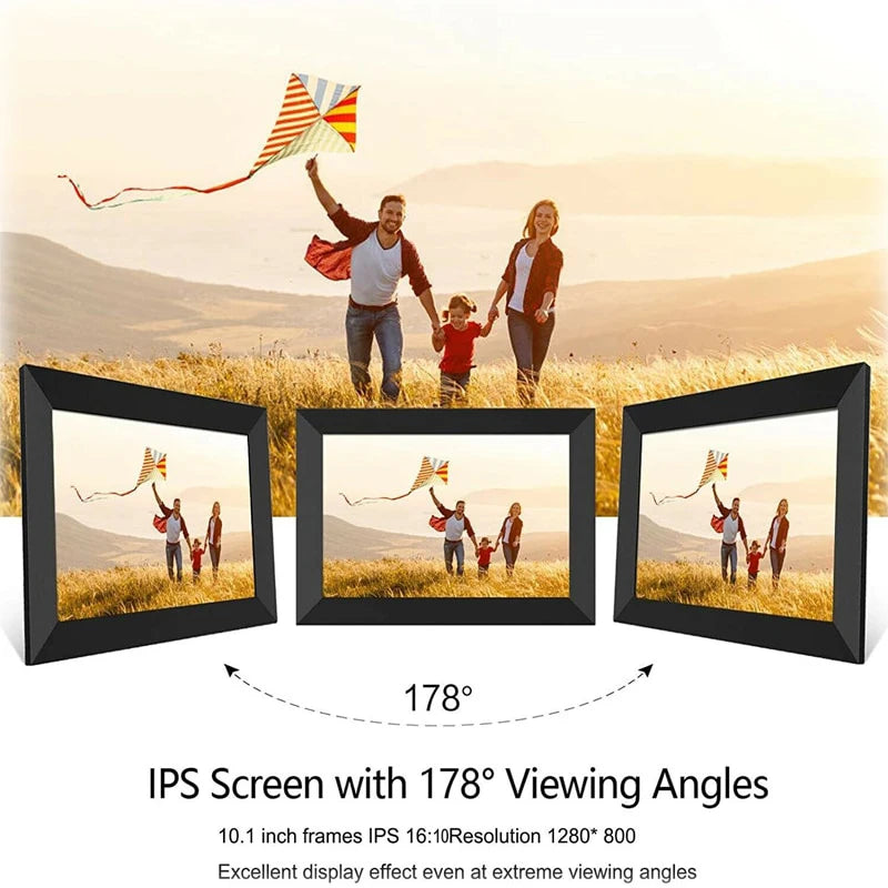 cadre photo numerique ecran tactile wifi 64go 1280x800 ips moderne blanc noir rouge