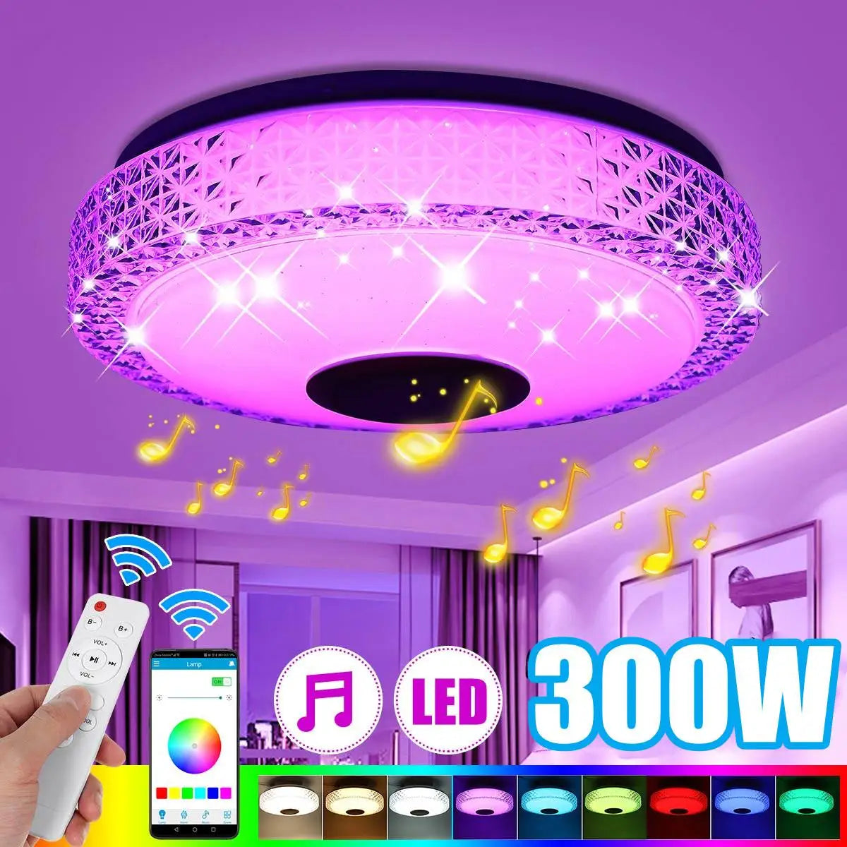 lampe led moderne blanches éclairage rgb bluetooth télécommande chambre coucher murale