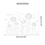 décoration fenêtre autocollant pissenlit fleurs papillons champêtre floral 40x60cm translucent blanc vert