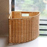 panier rangement tressé marron clair rustique poignées intégrées grande capacité organisation maison livres magazines