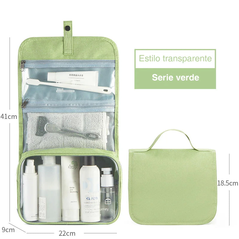 sac rangement cosmétique toile réutilisable séparation sèche humide voyage moderne anneaux transparent