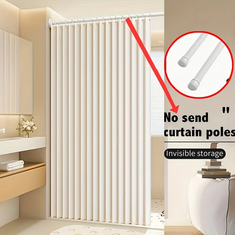 rideau porte séparation espace gris crème plissé opaque moderne tringle métallique largeur 150 hauteur