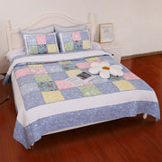 couverture patchwork floral couleurs pastel literie bohème rustique chambre été