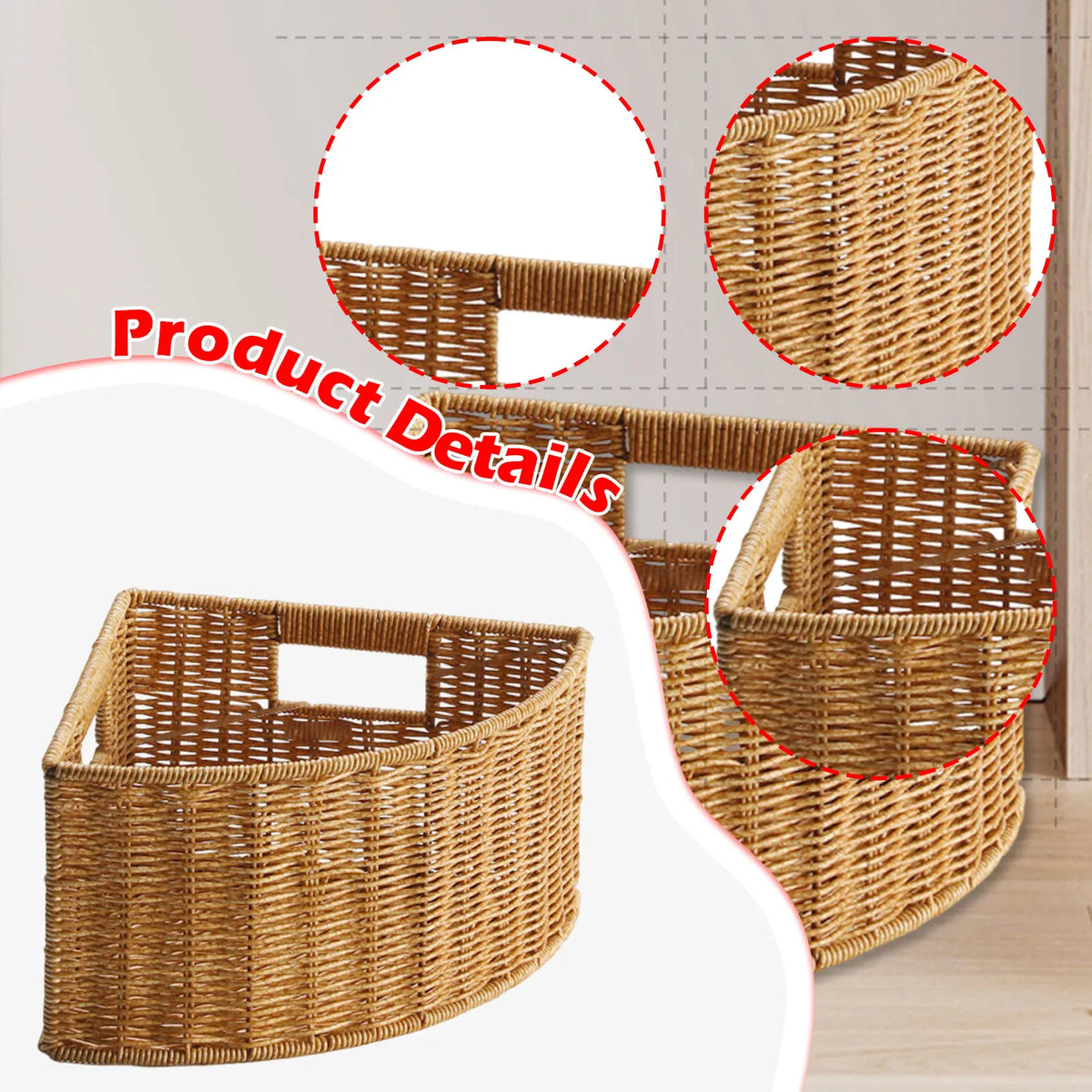 panier rangement tressé marron clair rustique poignées intégrées grande capacité organisation maison livres magazines