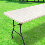nappe table rectangulaire motif floral gris blanc pvc réutilisable moderne élégante noël camping pique
