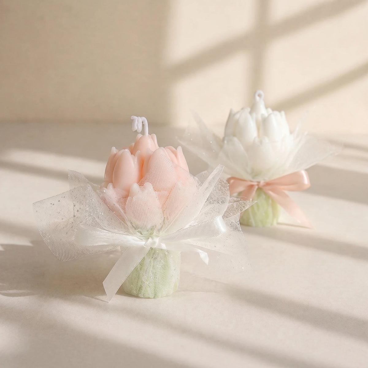 bougie parfumée tulipes relief rouge jaune rose blanc cire soja aromathérapie décoration romantique