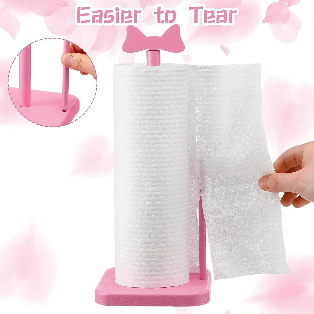 support serviettes papier bois rose moderne nœud clips salle bain cuisine