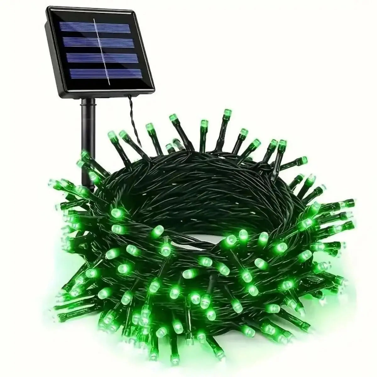 guirlande lumineuse solaire vert moderne modes d'éclairage ip65 led points lumineux panneau solaire sans