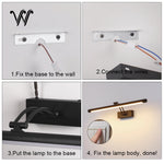lampe poser moderne 150mm noir base murale 10w 20w led chambre coucher