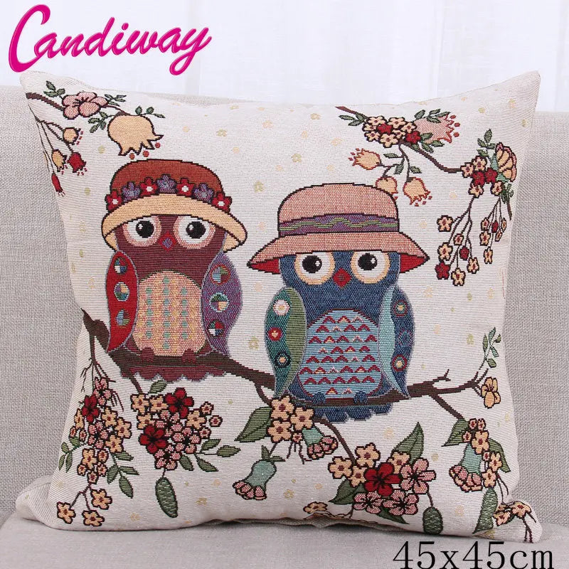 coussin décoratif beige imprimé oiseaux mignons moderne textile maison chambre salon confortable