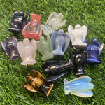 décoration maison statue ange gardien cristal naturel quartz rose améthyste opale jade ornement étagère