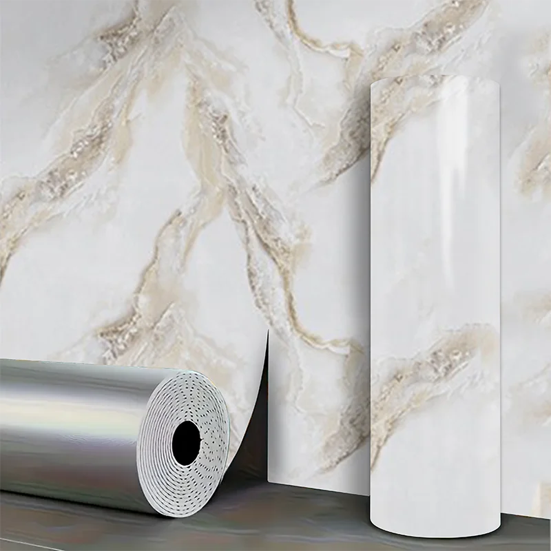 papier peint adhésif imitation marbre veines dorées moderne luxueux résistant eau 3m 40cmrollable