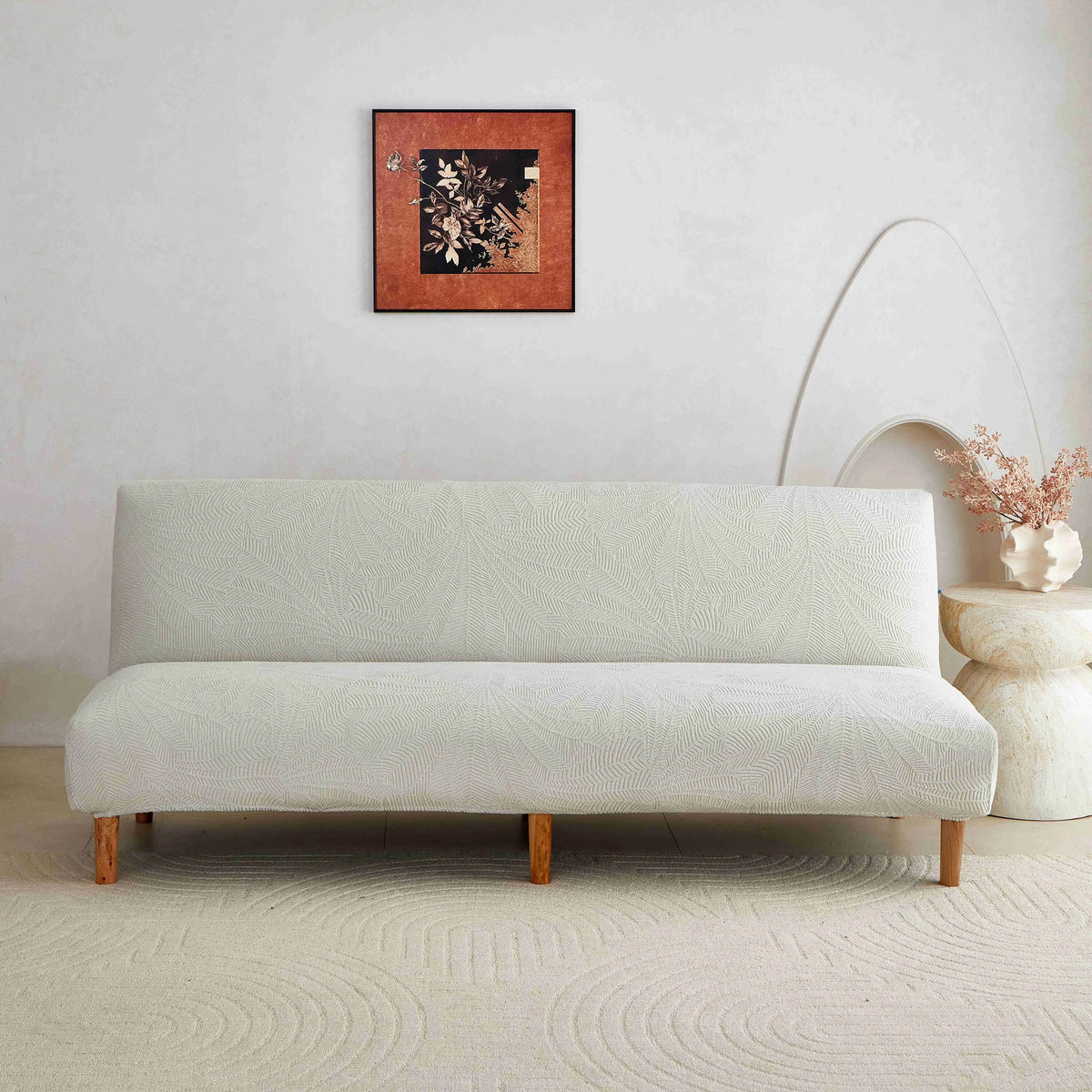 housse canapé lit couverture polyester feuilles palmier moderne gris opaque lavable machine