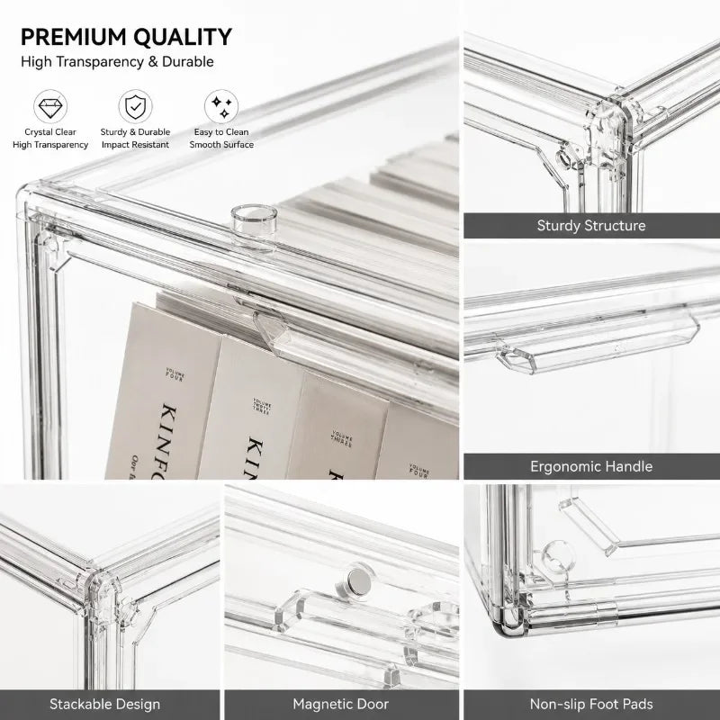 boîtes rangement transparentes modernes minimalistes livres cd magazines figurines decoration 45cm 60cm xl xxl