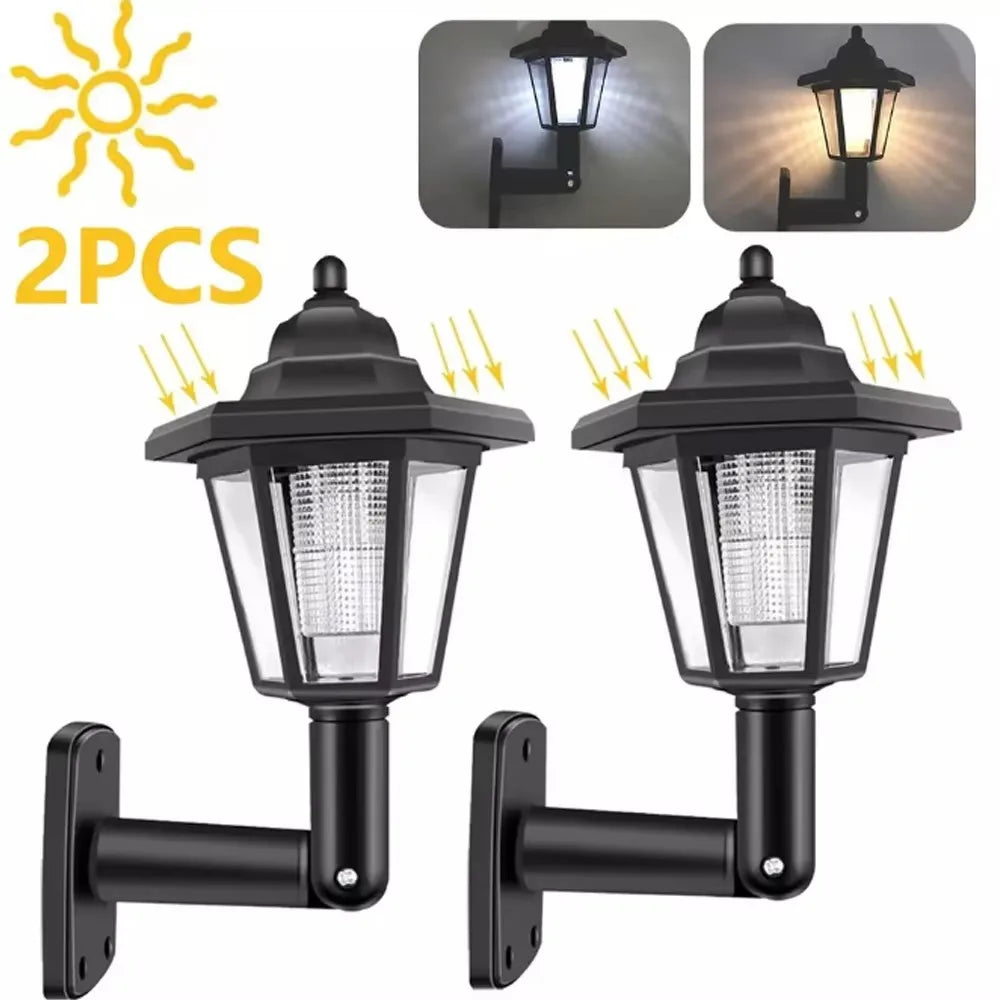 lampe murale solaire led transparente hexagonale classique noire oeilletsextérieur décoration jardindeco