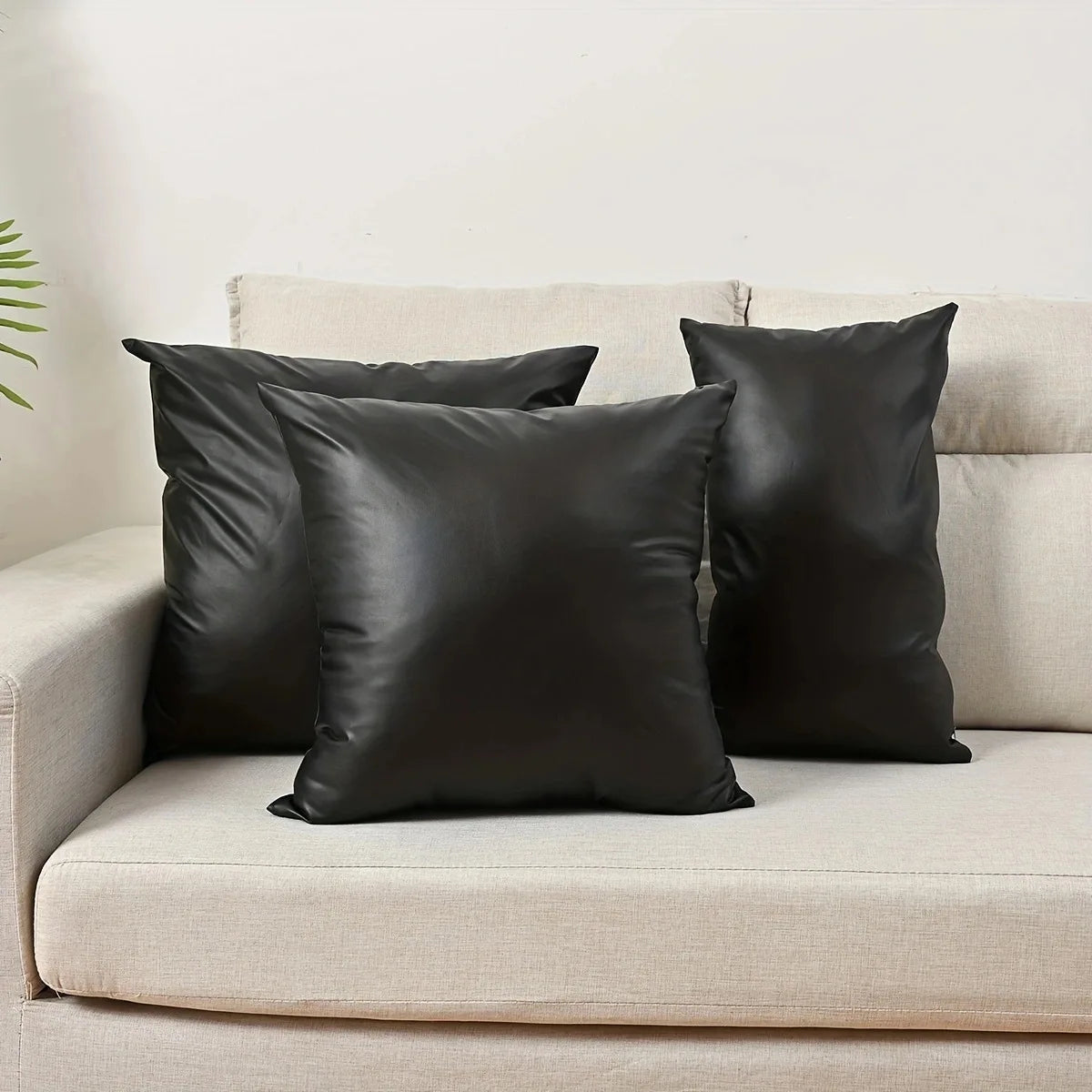 housse coussin noir texture grainée moderne adhésif lit décoration maison 50cm 30cm