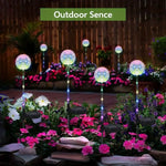 décorations solaires fleurs lumineuses vert blanc moderne extérieures jardin piquetées