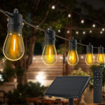 guirlande lumineuse solaire extérieure ip65 led ampoules vintage édison 15mètres télécommande résistante météo facile