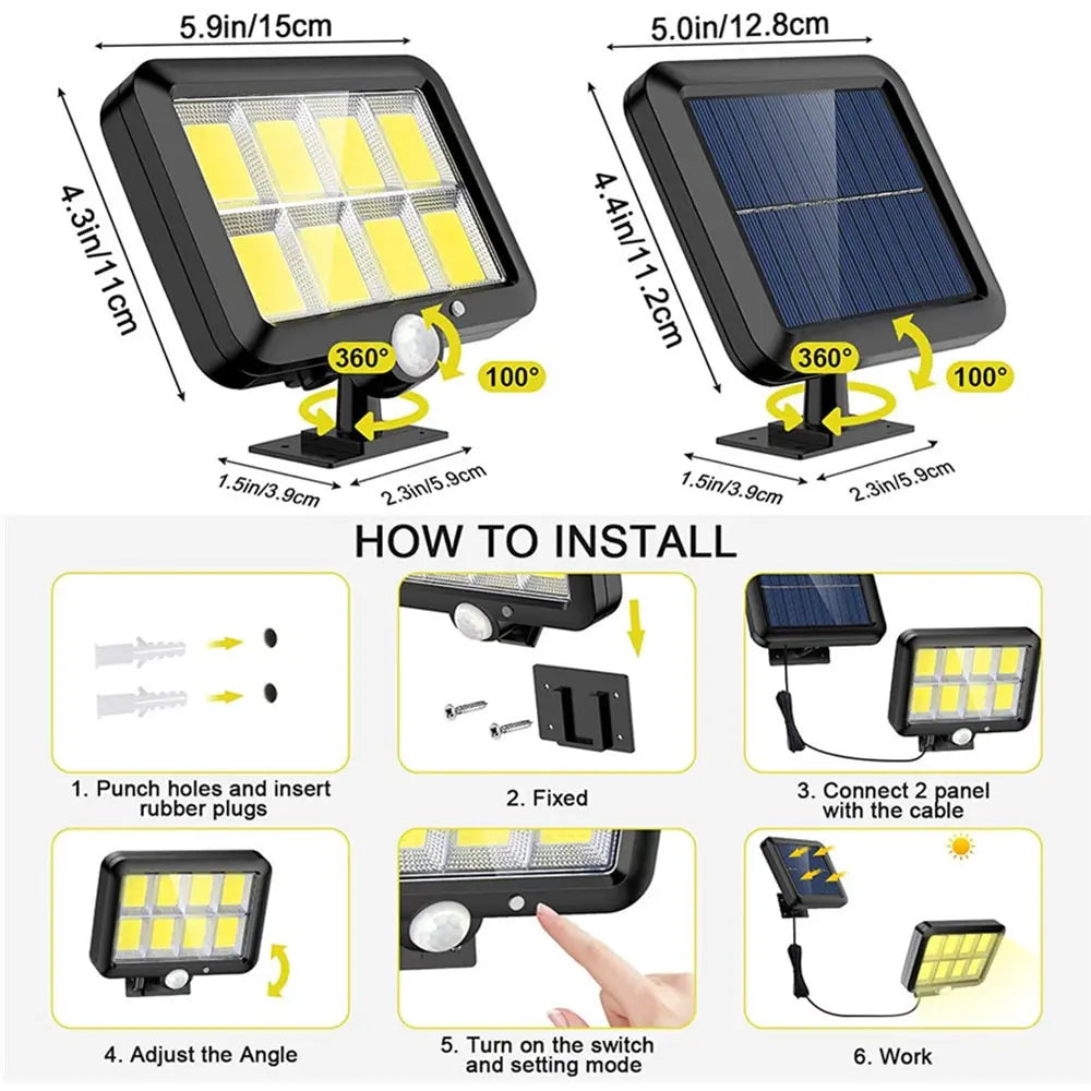 lampe solaire moderne panneau solaire led ip65 protection extérieure urgence jardin noir abs