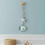 décoration murale marine étoiles mer hippocampes poissons corail rustique crochet mural blanc bleuclair
