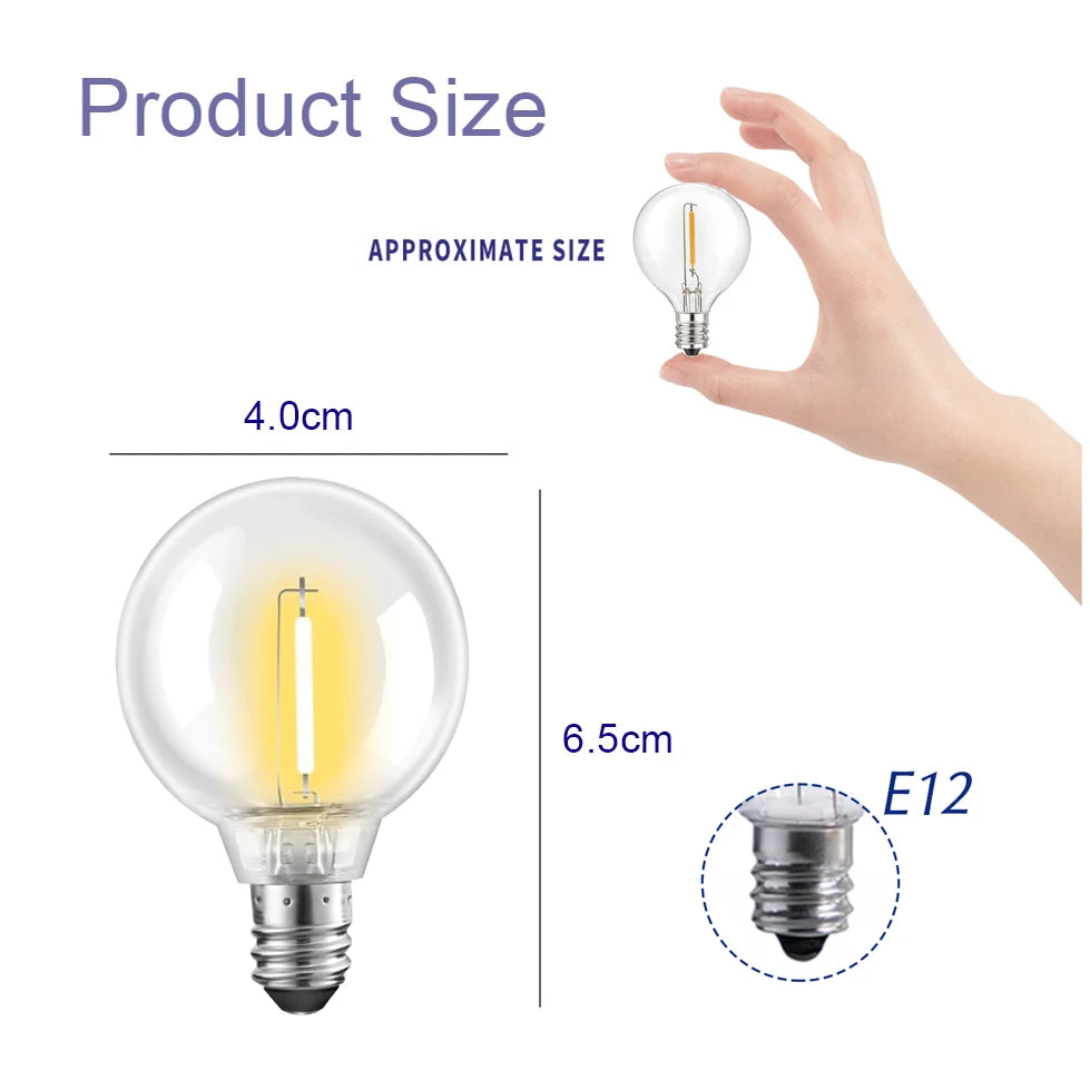ampoules led filament doré blanc chaud vintage 20pcs e12 étanches 110v 220v 24v 5v