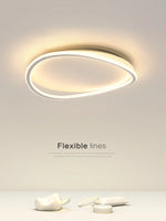 Luminaire LED moderne blanc ovale anneau concentrique frosted minimaliste