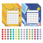 calendrier mural enfantin festif spatial étoiles ballons planètes autocollants colorés comportement positif tâches