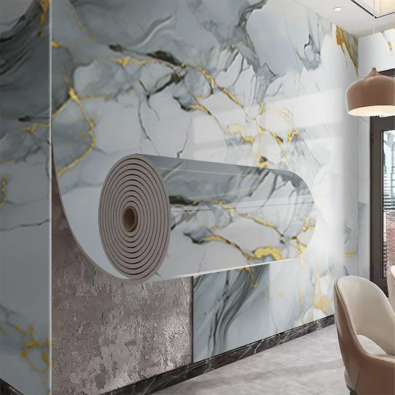 papier peint adhésif imitation marbre veines dorées moderne luxueux résistant eau 3m 40cmrollable