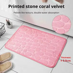 tapis bain rose clair gris texture galet moderne antidérapant salle bain salon