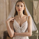 voile mariée deux couches polyester blanc classique élégant bord coupé translucide festive adult