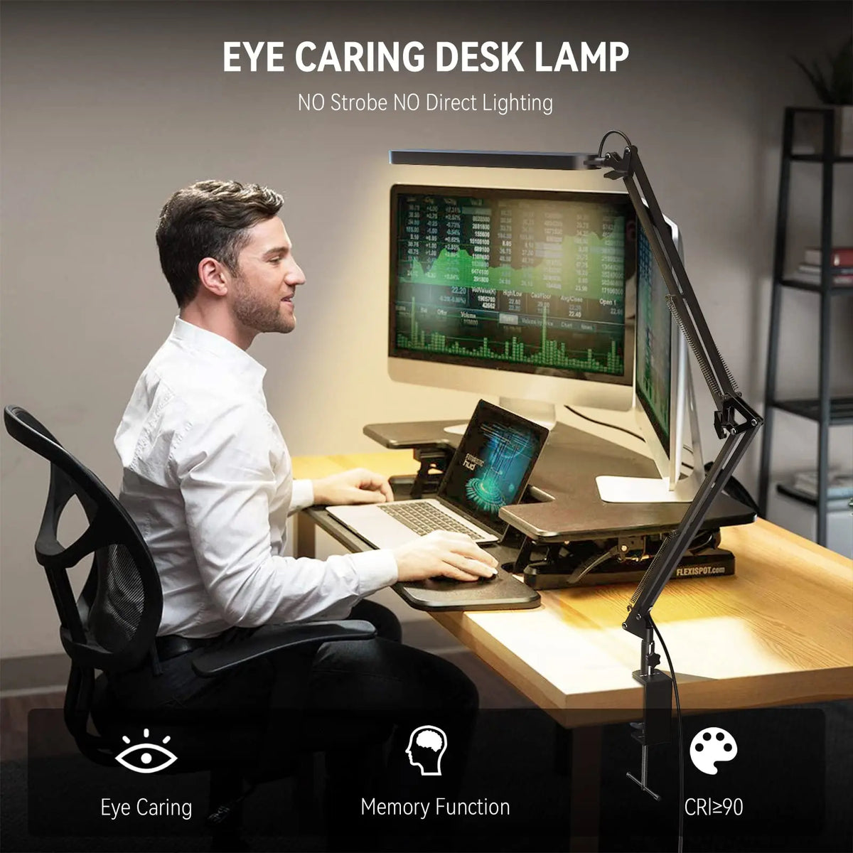 lampe led réglable moderne pince pliable lumière yeux noir argent