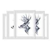 cadres photo blanc dessins cerfs contemporains decor murale tableaux argentésDecorationMuraleCerfsDessinsContemporains