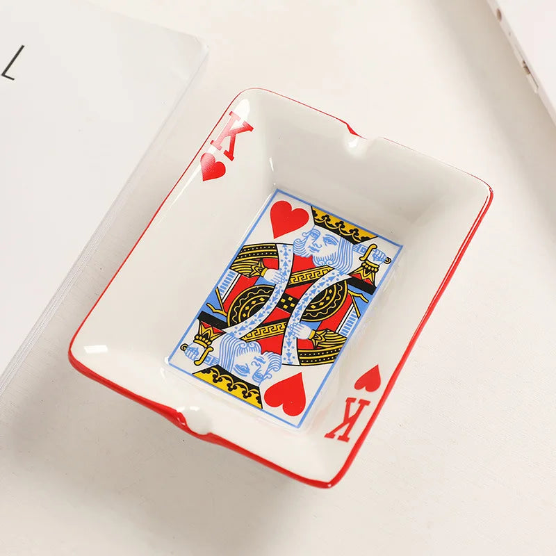 cendrier céramique blanc rouge carte cœur classique poker salon ornement cadeau homme erotique