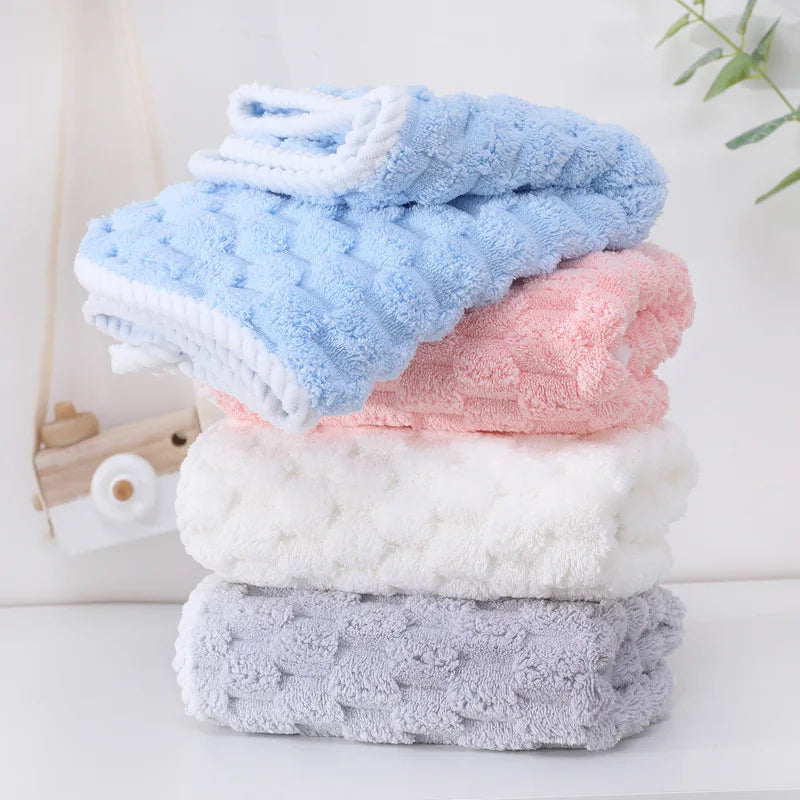 serviettes toilette pièces essuie mains polyester carré moderne douces bouclées anneau métallique gris rose