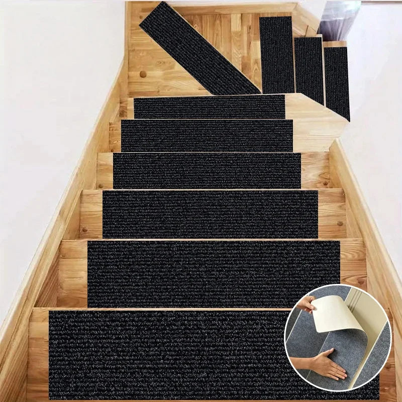 tapis marches escalier antidérapants moderne adhésif gris beige texturé absorbant 80x20cm