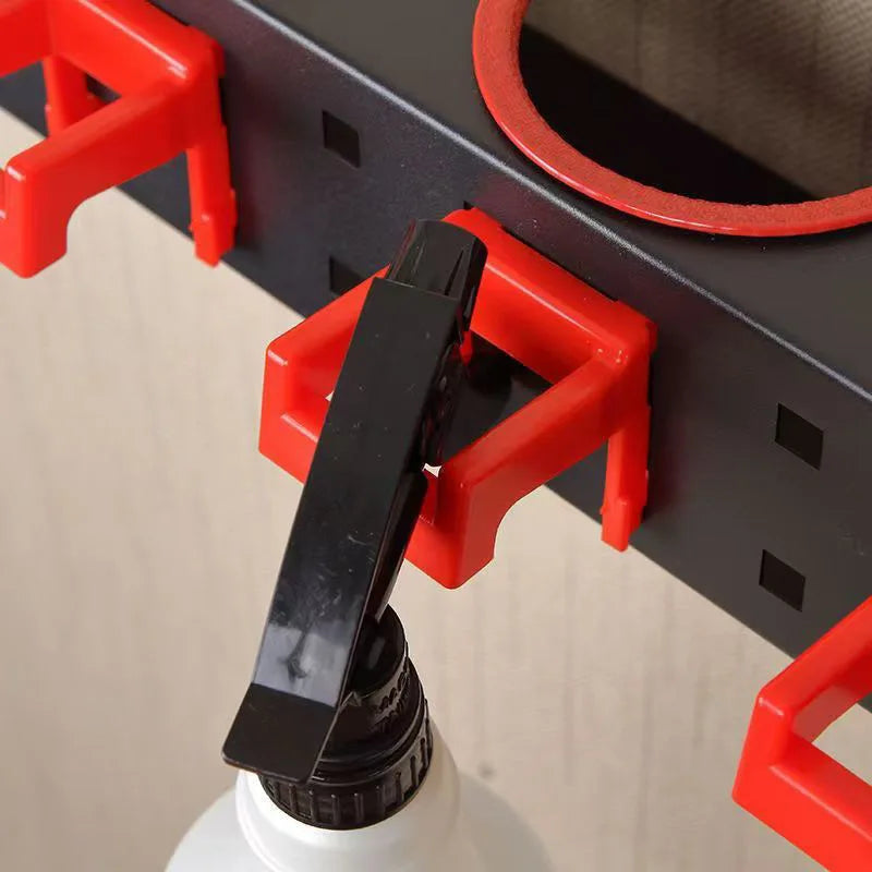 support mural bouteilles nettoyant noir clips rangement garage organisation outils