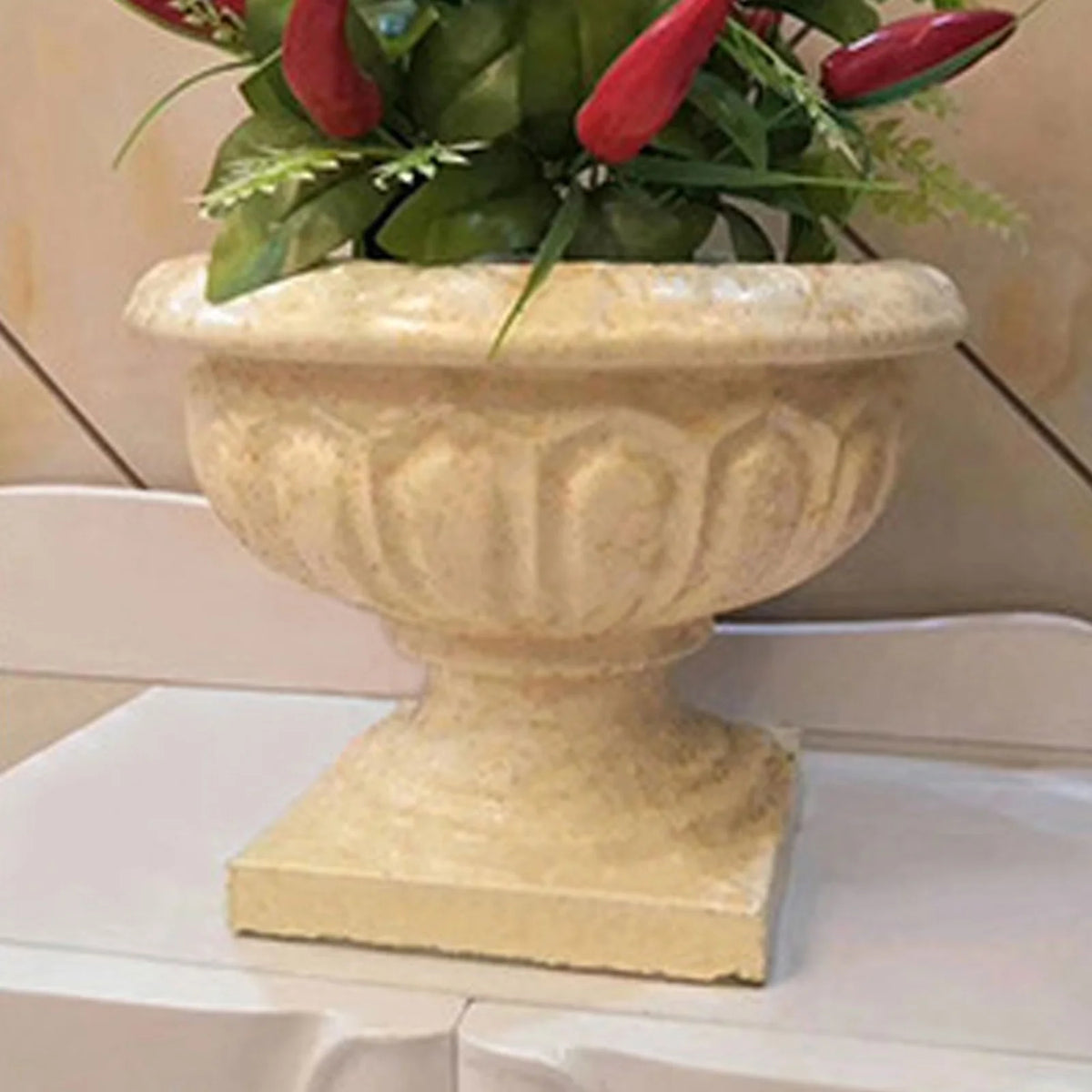 cache pot blanc grappe raisin classique plâtre décoration jardin pot fleur personnalisable unique